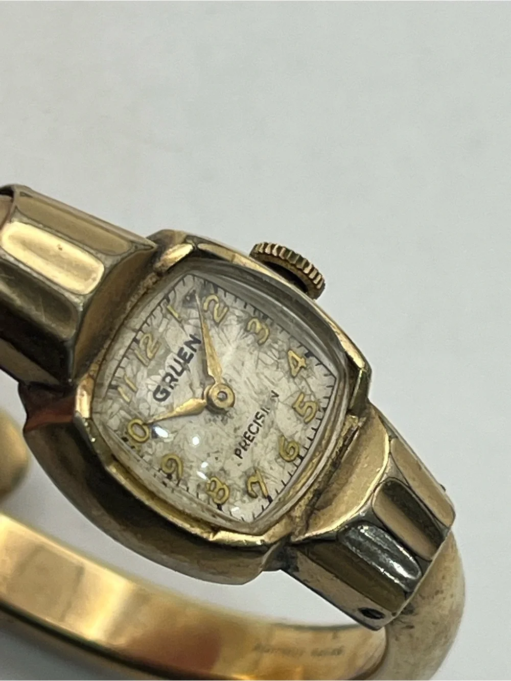 10k gold filled Gruen mechanical bangle bracelet style watch vintage NOT working